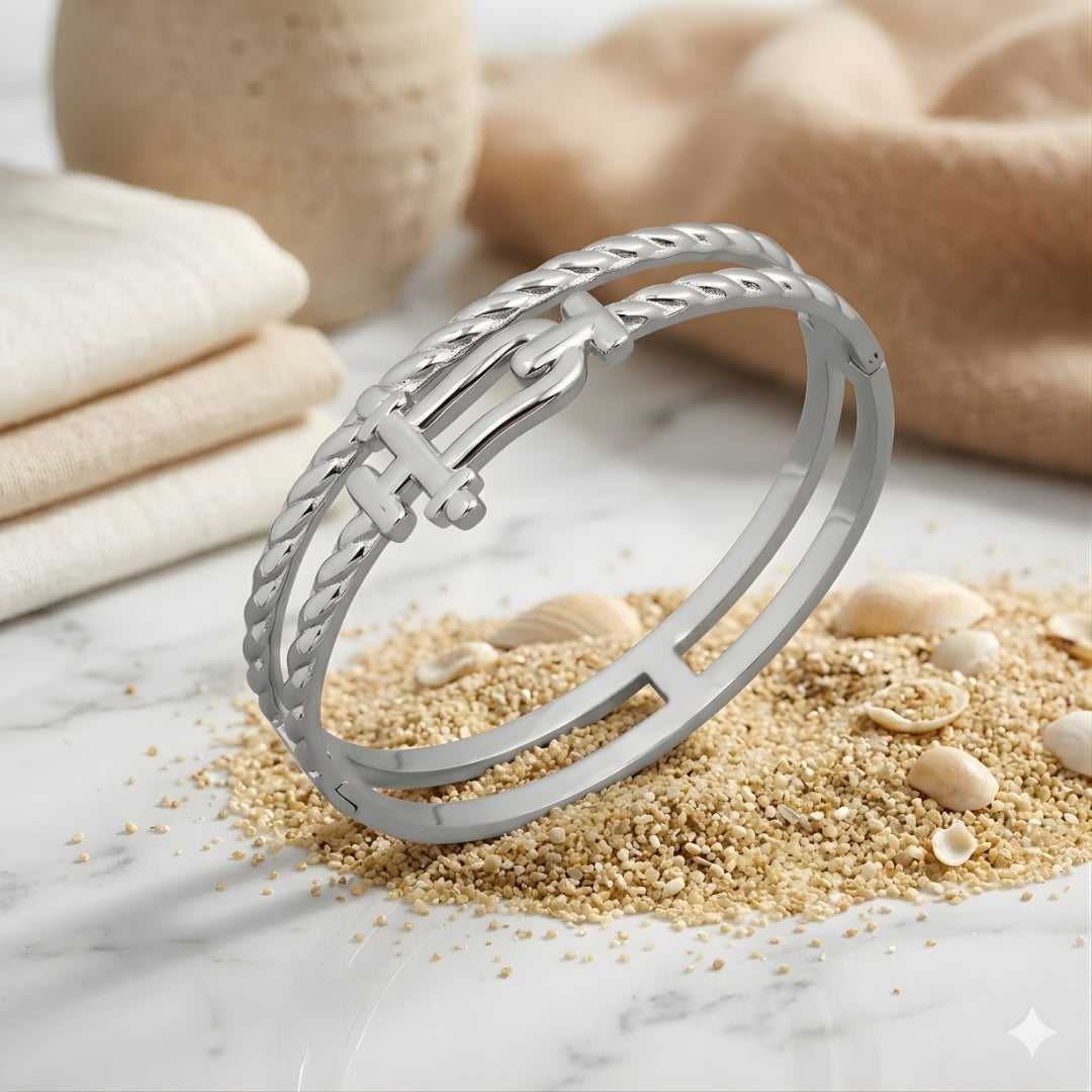 Silver Buckle Bangle
