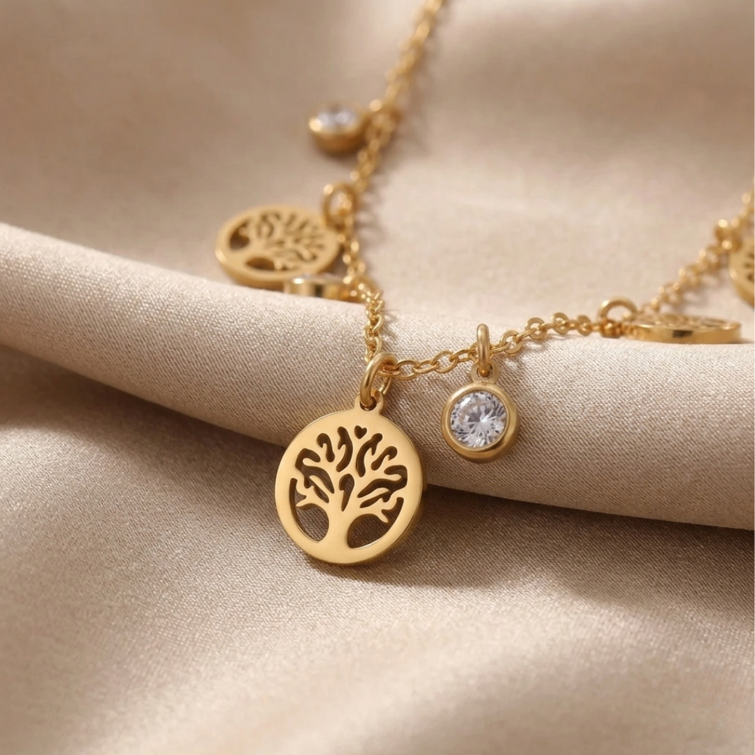Golden Tree of Life Charm Necklace