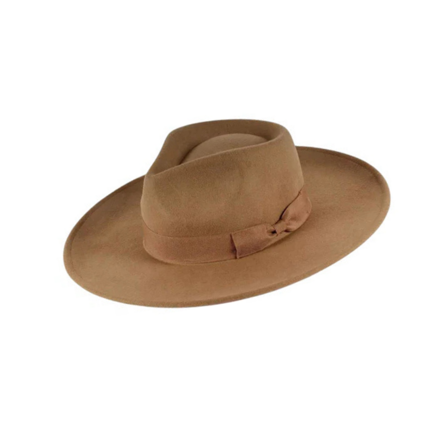 100% Australian Wool: Highlighting the natural and quality material.
Wide Brim Fedora: