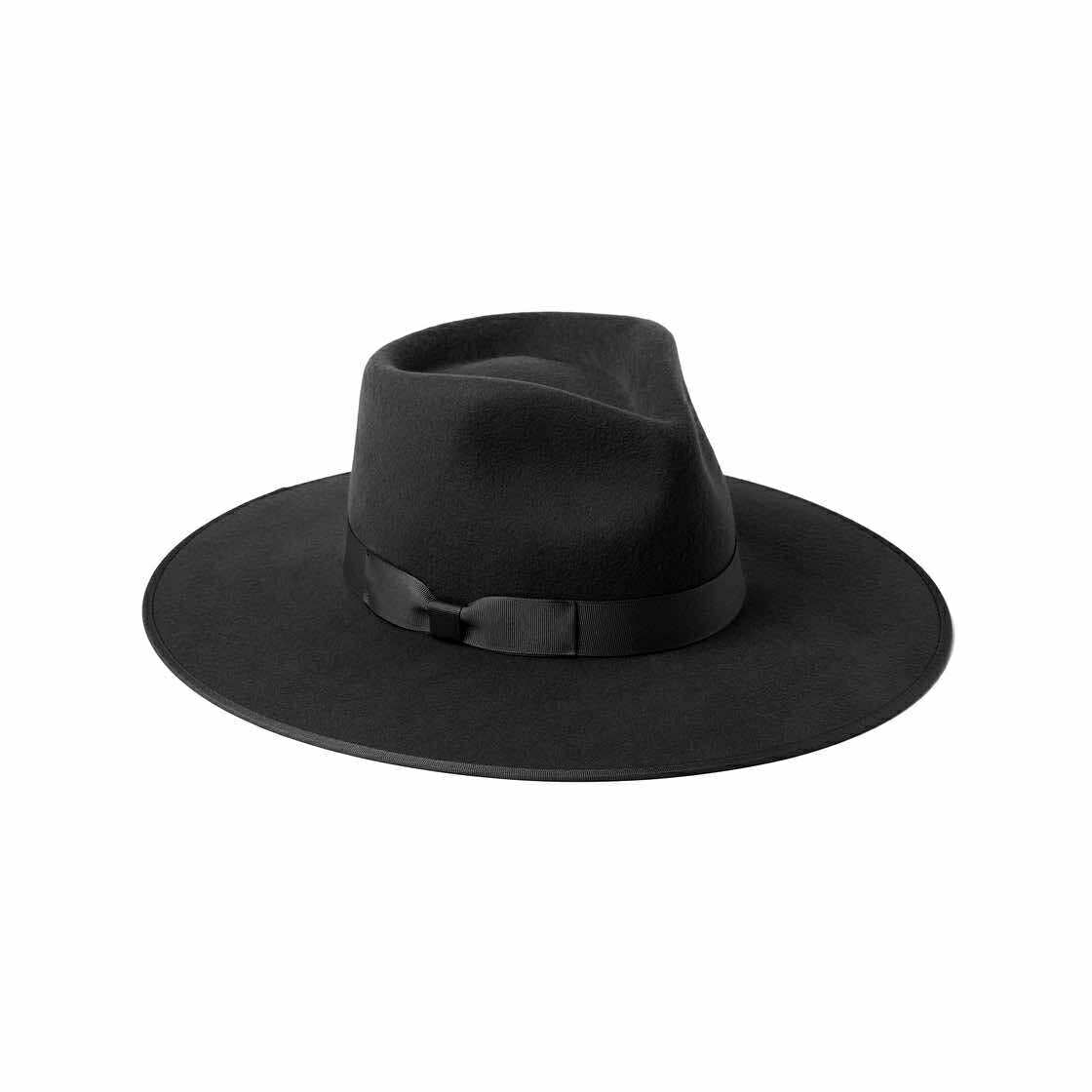 Country-boho inspired 100% wool hat with adjustable inner band in classic black.