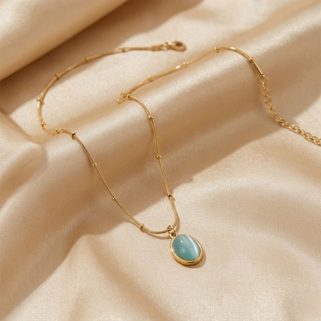 Serene Blue Opal Chain Necklace