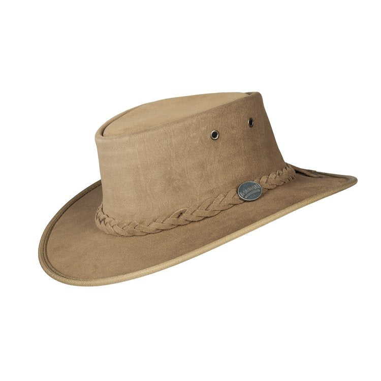 Barmah Hat 1061HI - Foldaway Suede - Hickory Outback hat 50+ UPF Protection. Discover the Barmah Foldaway Suede Hat – durable cattle suede, lightweight, showerproof, and packable. Made in Australia for travel and outdoor adventures.