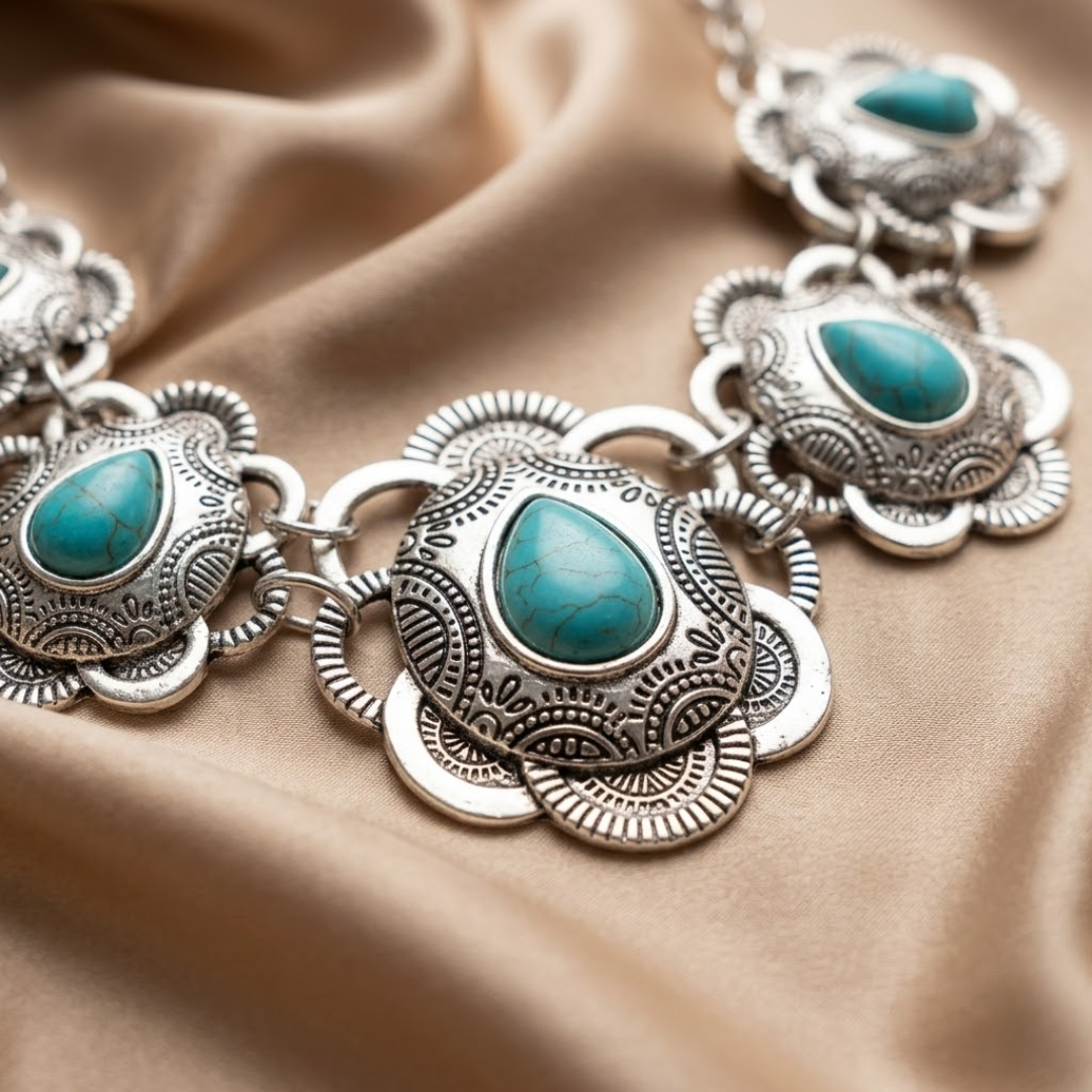 Turquoise Concho Necklace