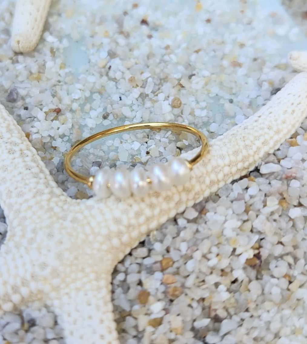 18K Gold Plated Freshwater Pearl Ring - Waterproof and Tarnish-Free Design