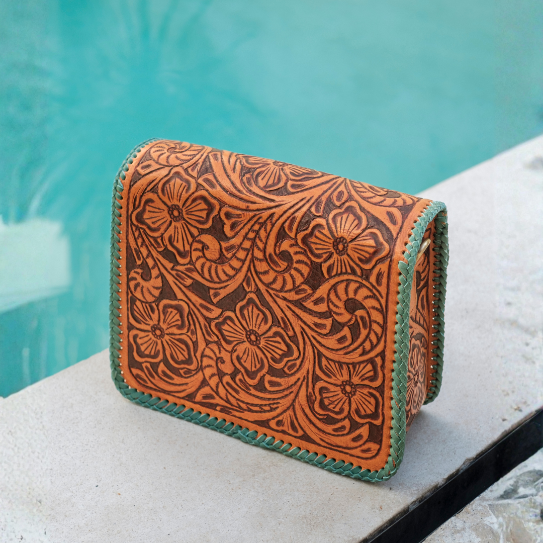 Westerly Leather Clutch | Aqua