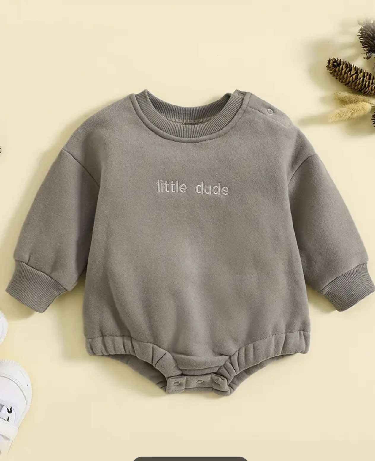 'Lil Dude' Romper Grey