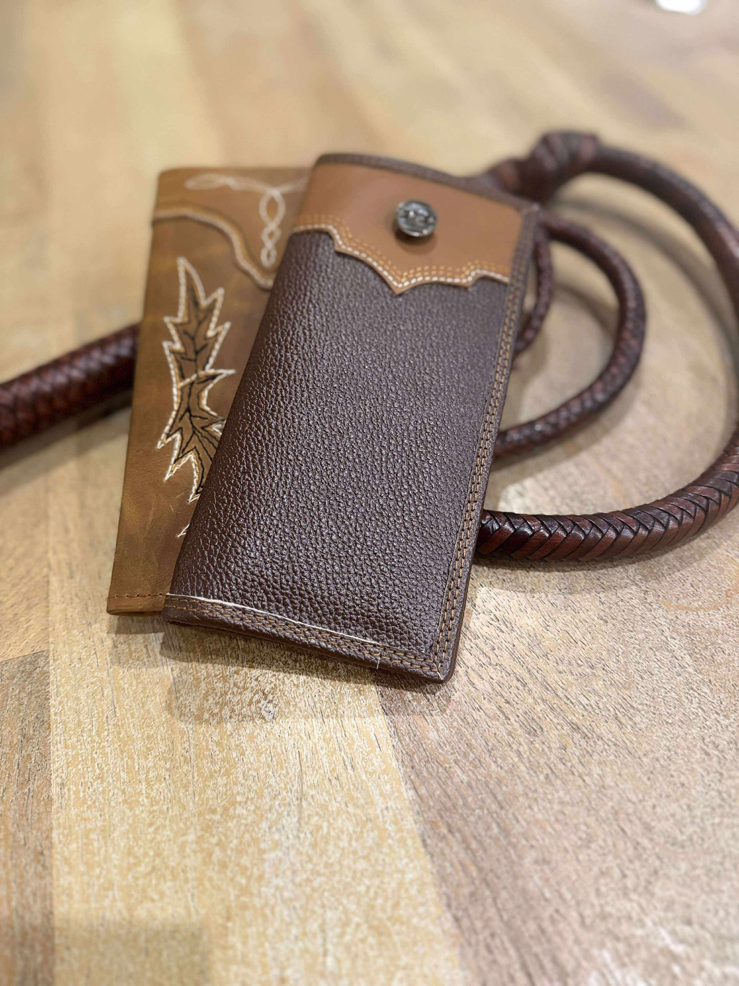 Men’s Rodeo Wallet is handmade from genuine cowhide leather