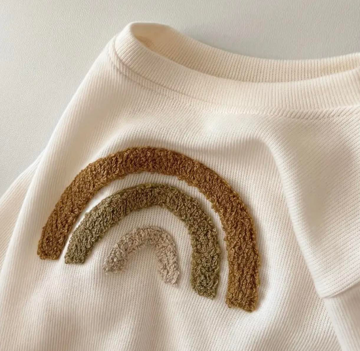 Rainbow Cream Two Piece Long Sleeve Set