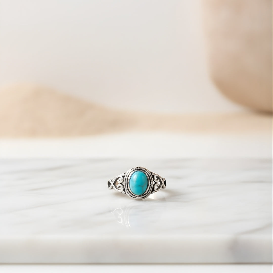 Luxury Aqua Sol Ring Perth House of Hide turquoise stone silver band jewellery