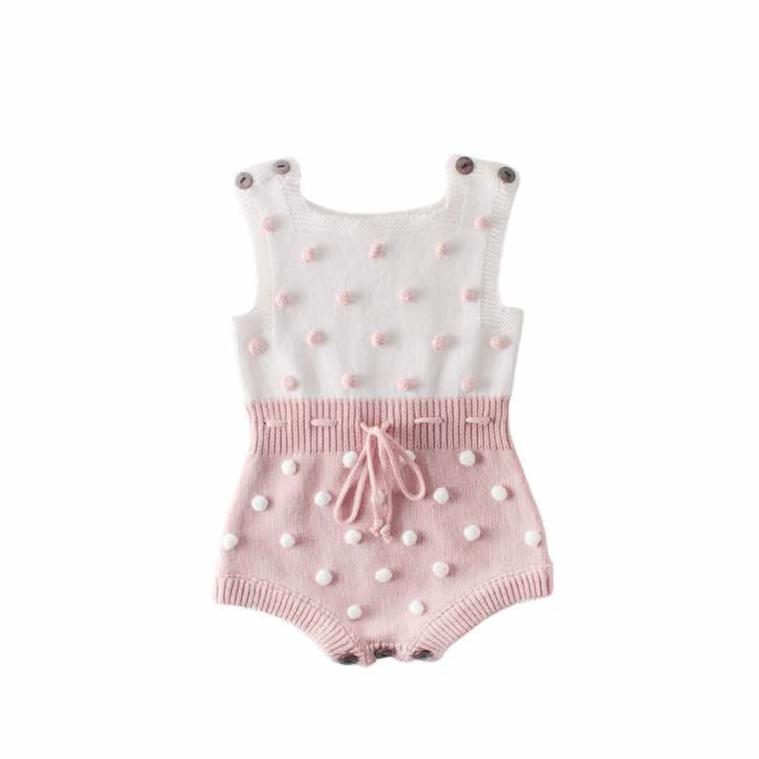 Baby girl knitted romper in 100% cotton for autumn and spring