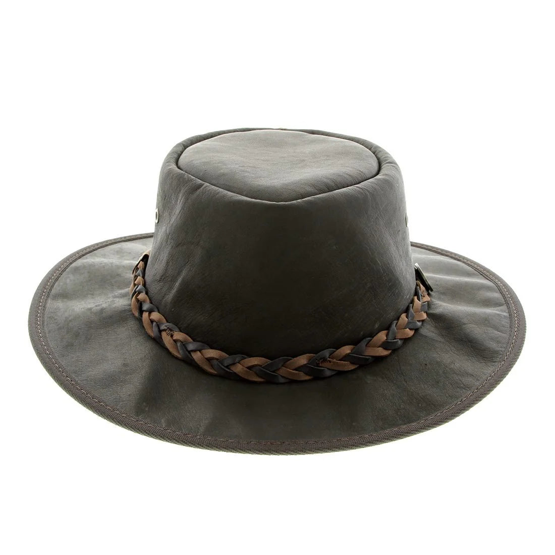 1018IS - Squashy Crackle Kangaroo - Ironstone Barmah Hat Australia Australia’s best Kangaroo Leather Hat Full Grain Kangaroo leather with a stonewash crackle wax finish.