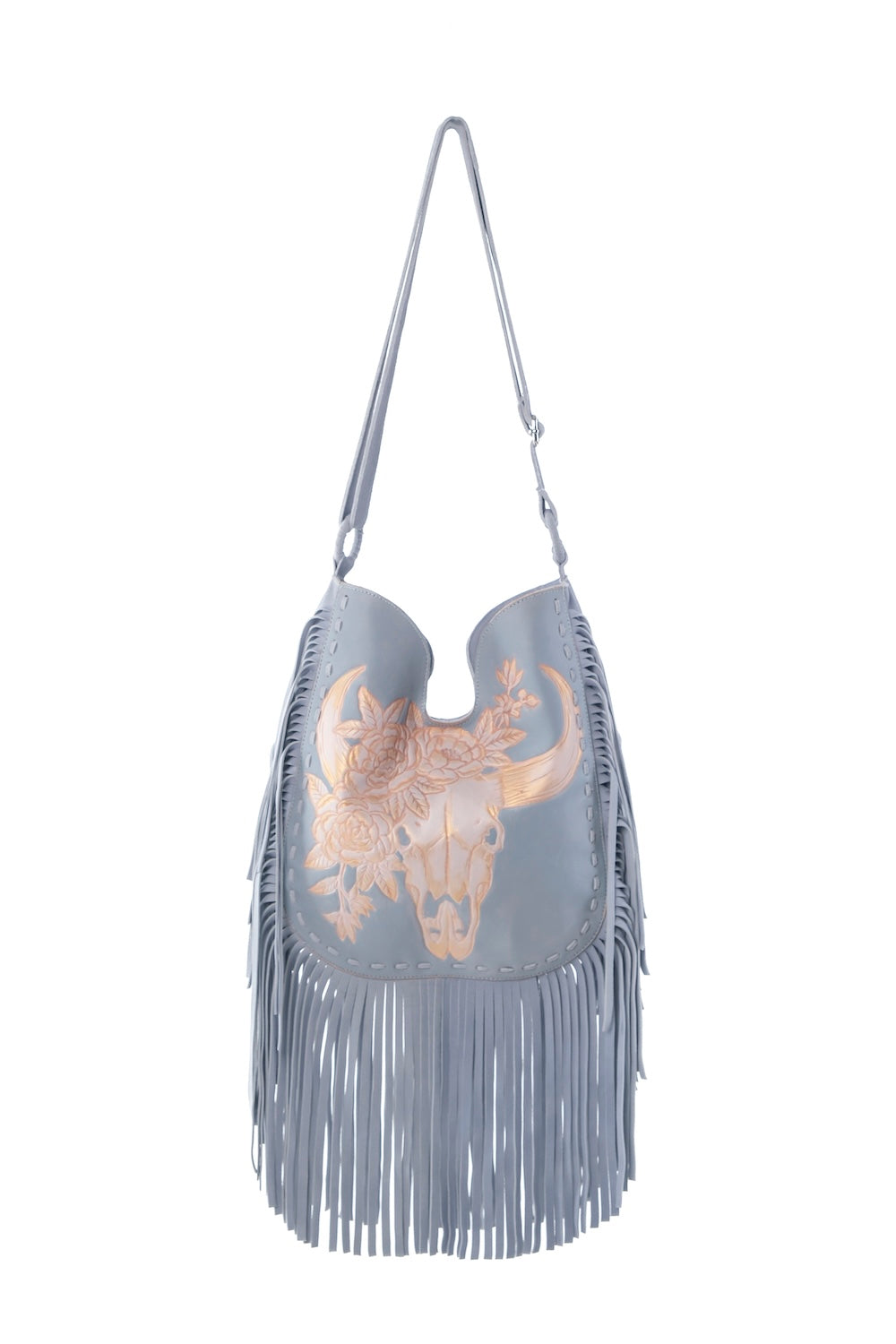Bindi Bullhead with Flowers Bag in Sky Blue