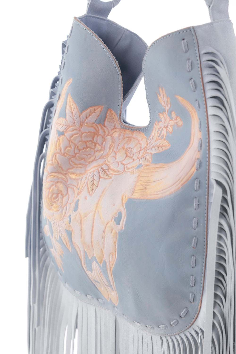 Bindi Bullhead with Flowers Bag in Sky Blue