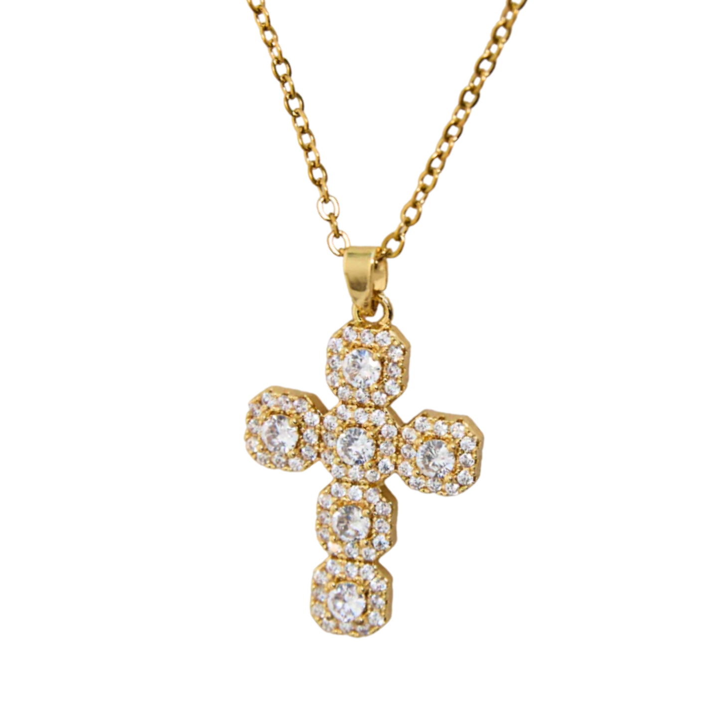 Celestial Spark Cross Necklace Perth Australia House of Hide copper cross necklace with vibrant cubic zirconia stones