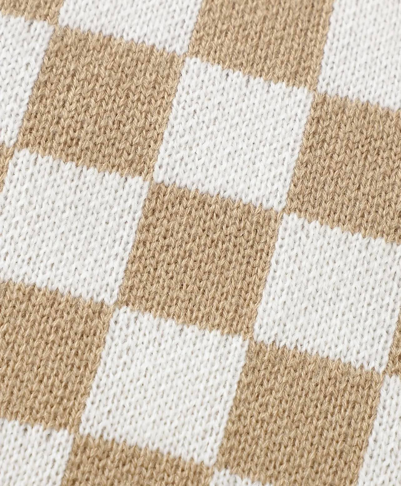 Checkerboard Pattern 2pcs Knitted Outfit