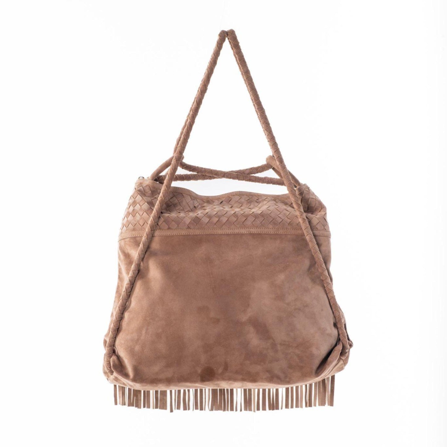 Convertible fringe bag in warm suede, styled for everyday use