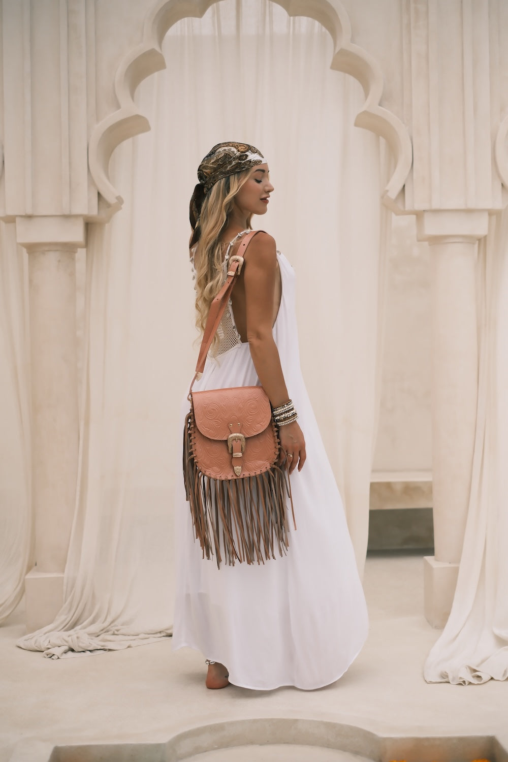 Savannah Western Fringe Bag | Apricot