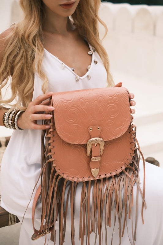 Savannah Western Fringe Bag | Apricot