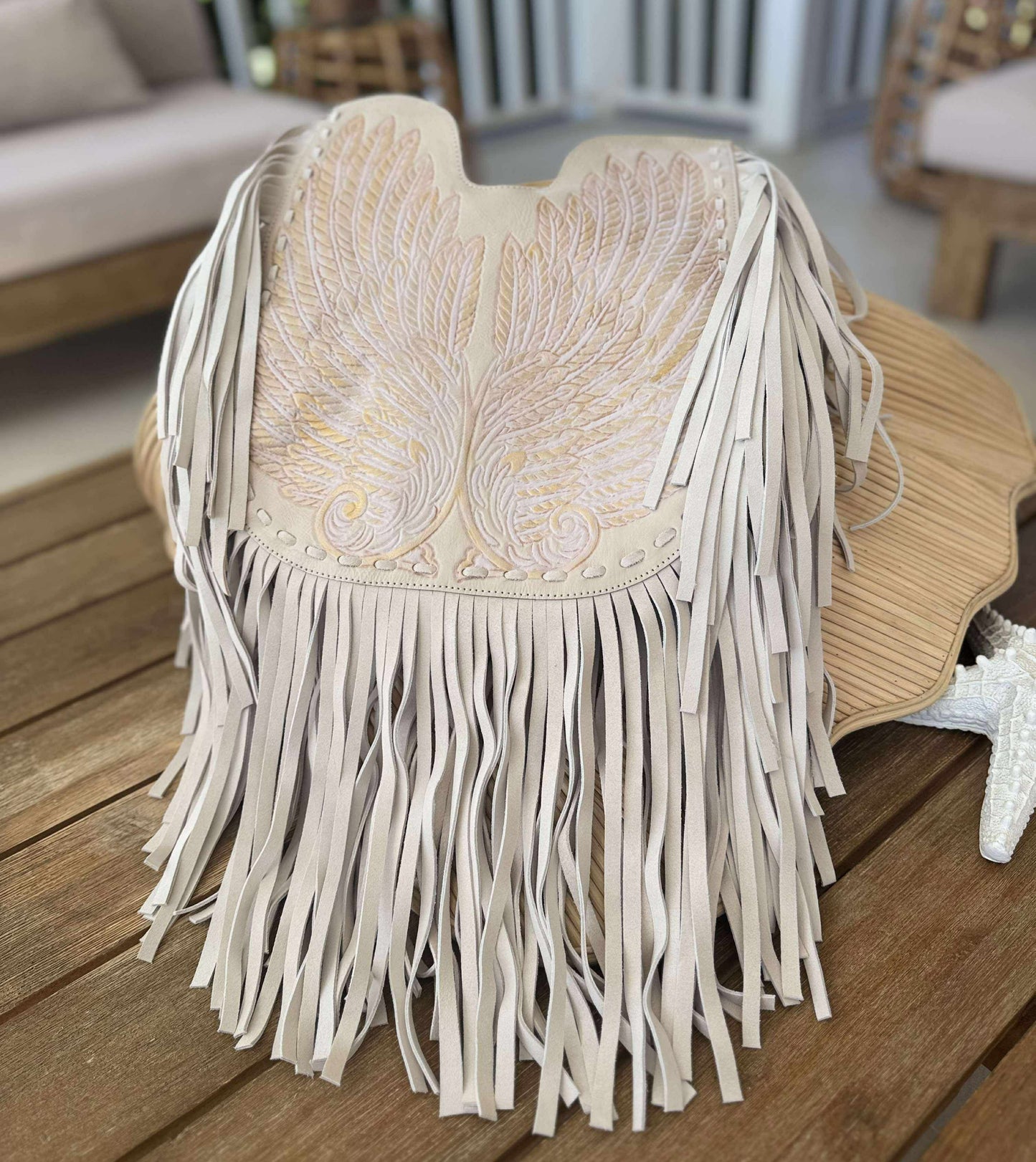 Chantelle Patu styling the Dakota fringe boho leather bag – Western handbag by House of Hide, handmade in Australia