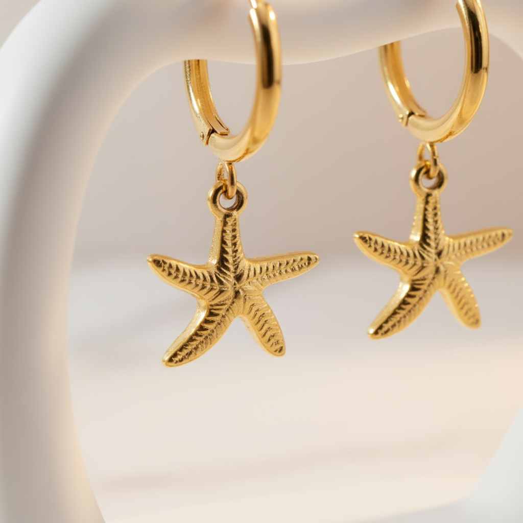 House of Hide Golden Shoreline Starfish Hoops Perth Australia ocean-inspired gold hoops