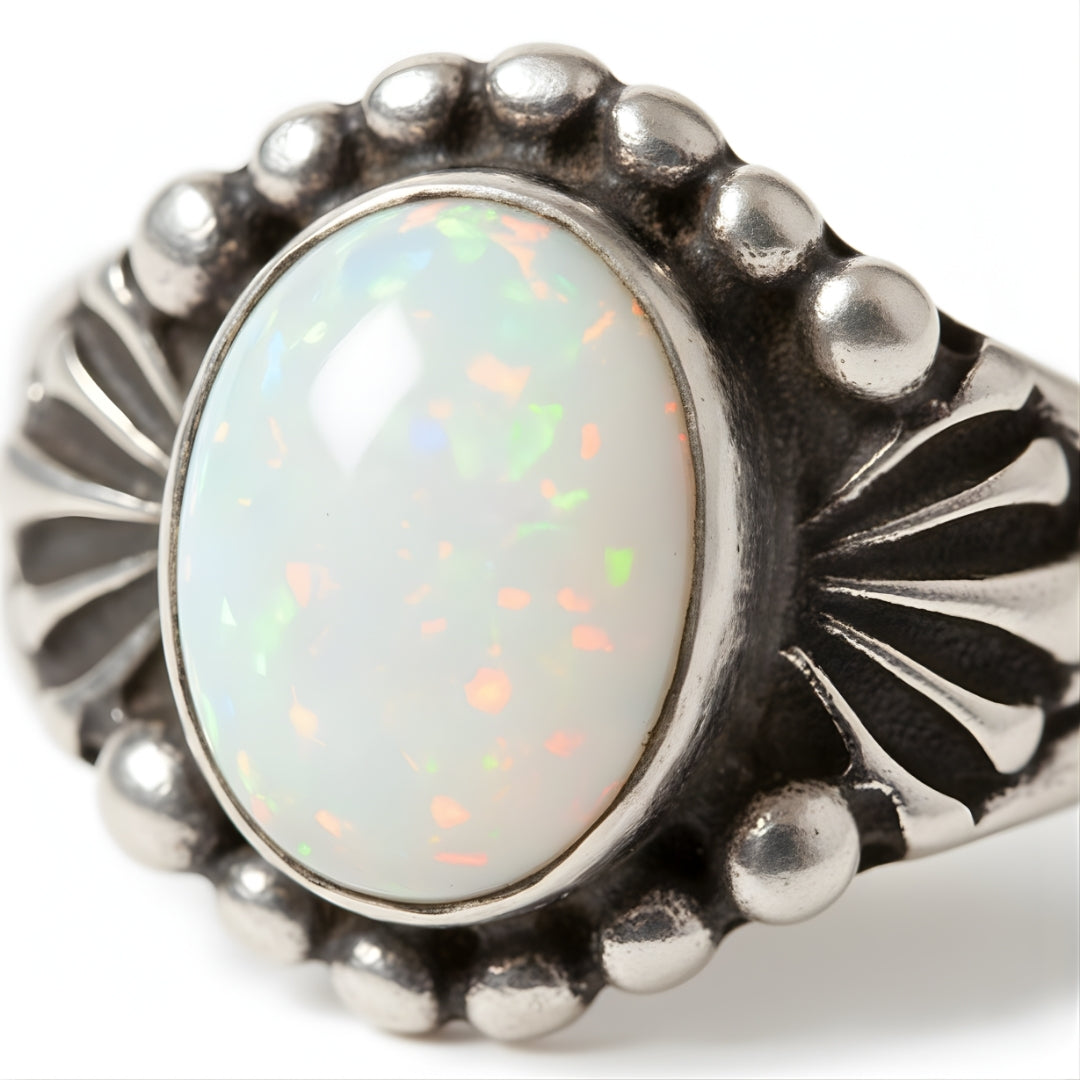Elegant silver opal ring Perth jewellery House of Hide product photo