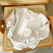 Llama Long Sleeve Romper Cream