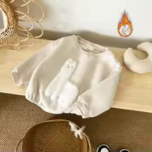 Llama Long Sleeve Romper Cream