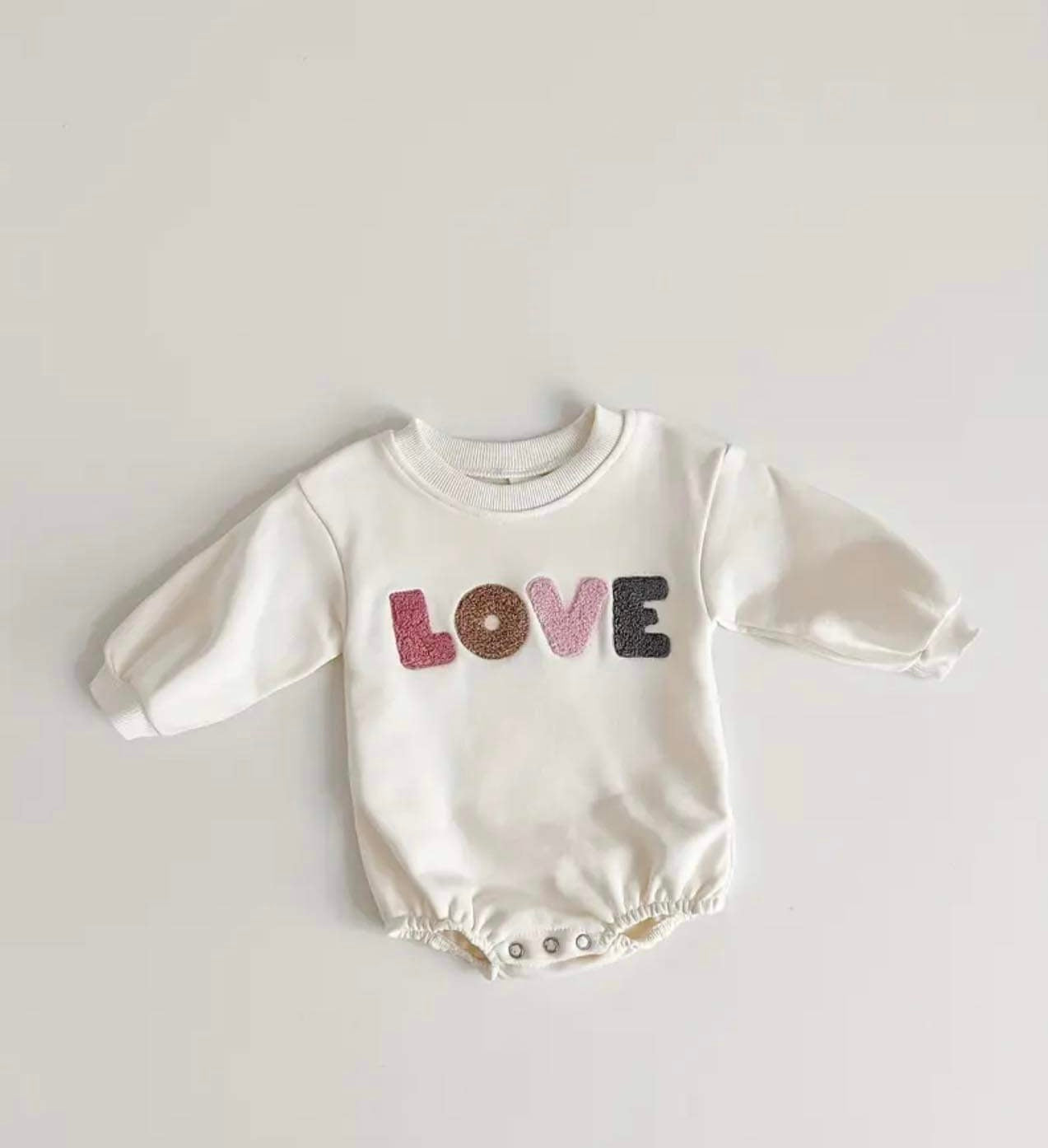 Love Romper in pink, perfect for baby girls and boys in Australia.