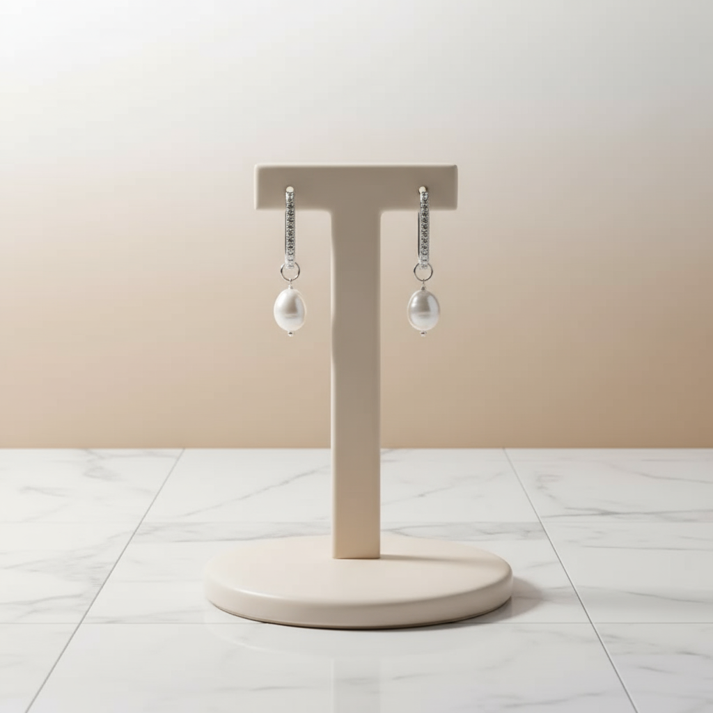 Silver Pearl Tide Drops Earrings Perth Australia House of Hide timeless pearl drop design for elegant wear