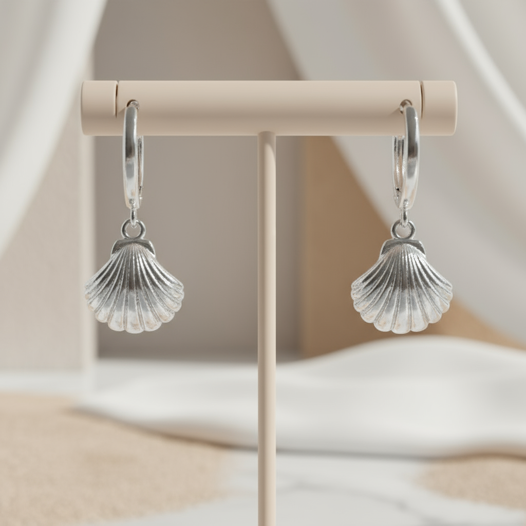 Silver Shell Haven Hoops Perth Australia House of Hide coastal-inspired silver earrings for summer style