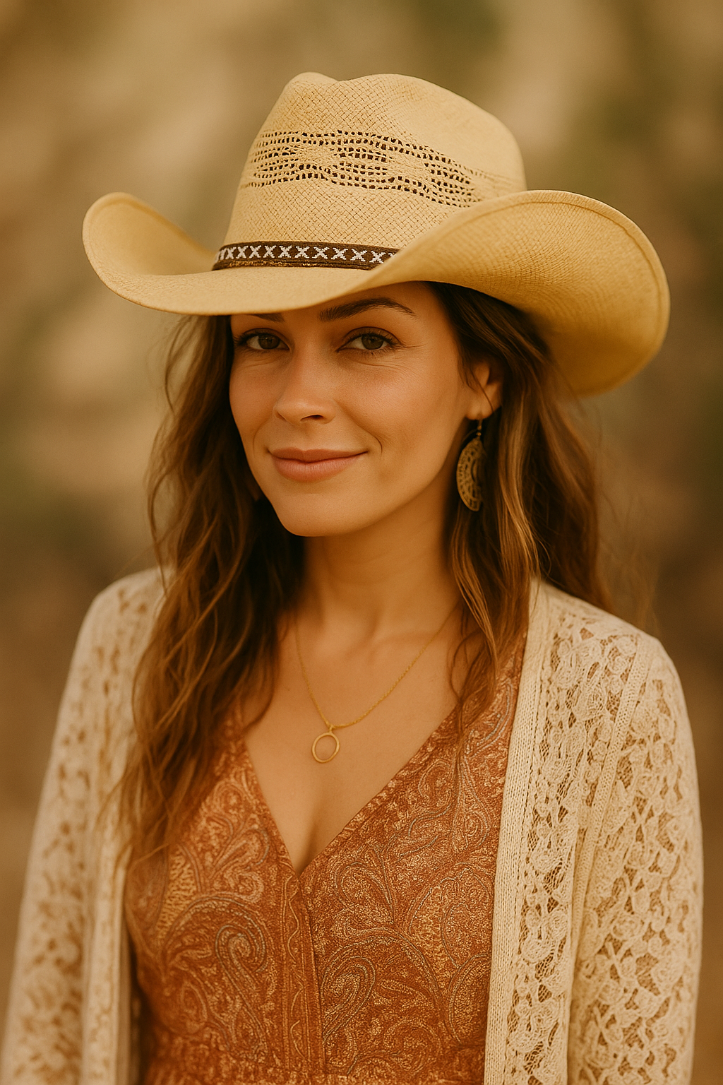 Textured straw-coloured papergrass hat with Western-inspired band for outback adventures