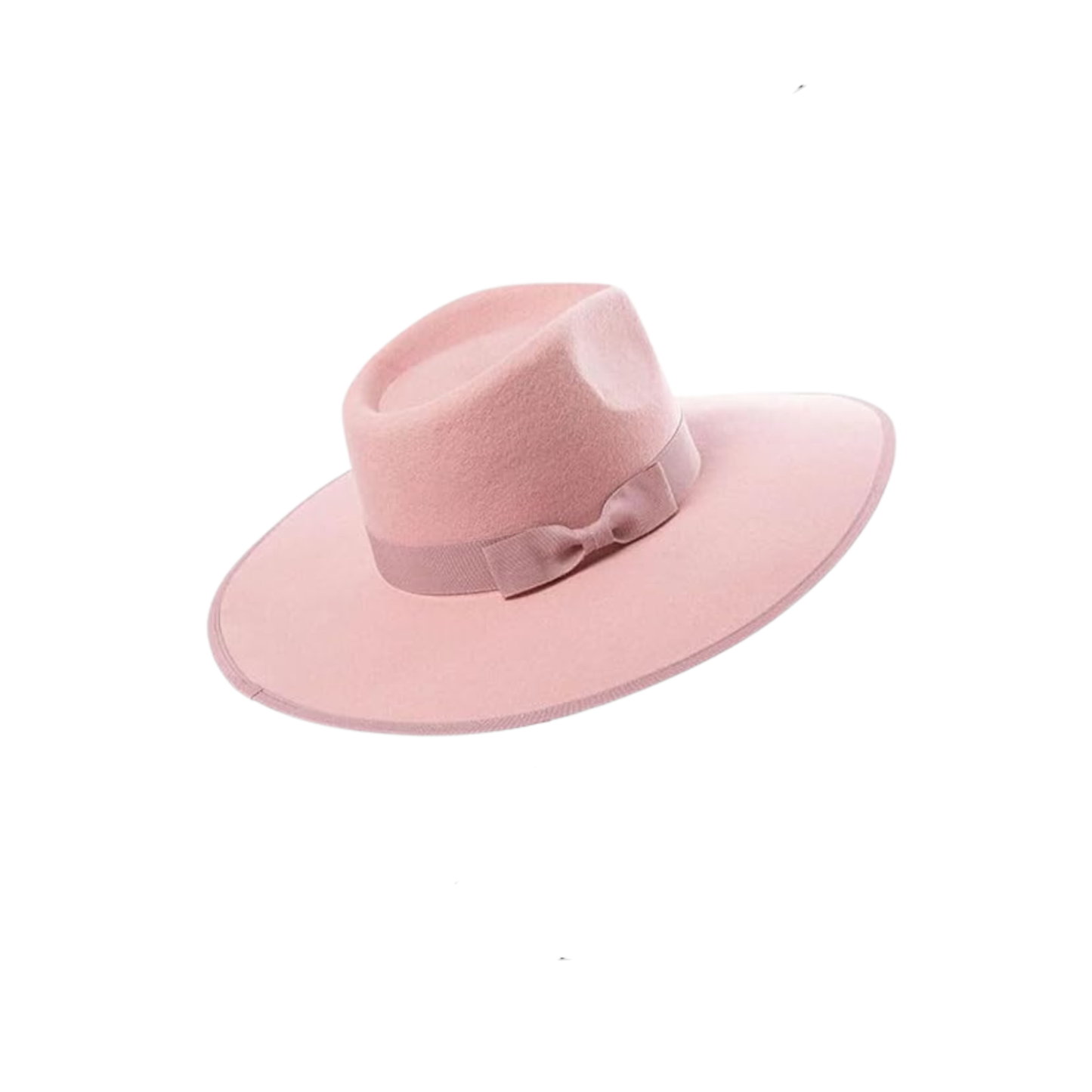 Flat Brim 100% Wool Hat | Pink