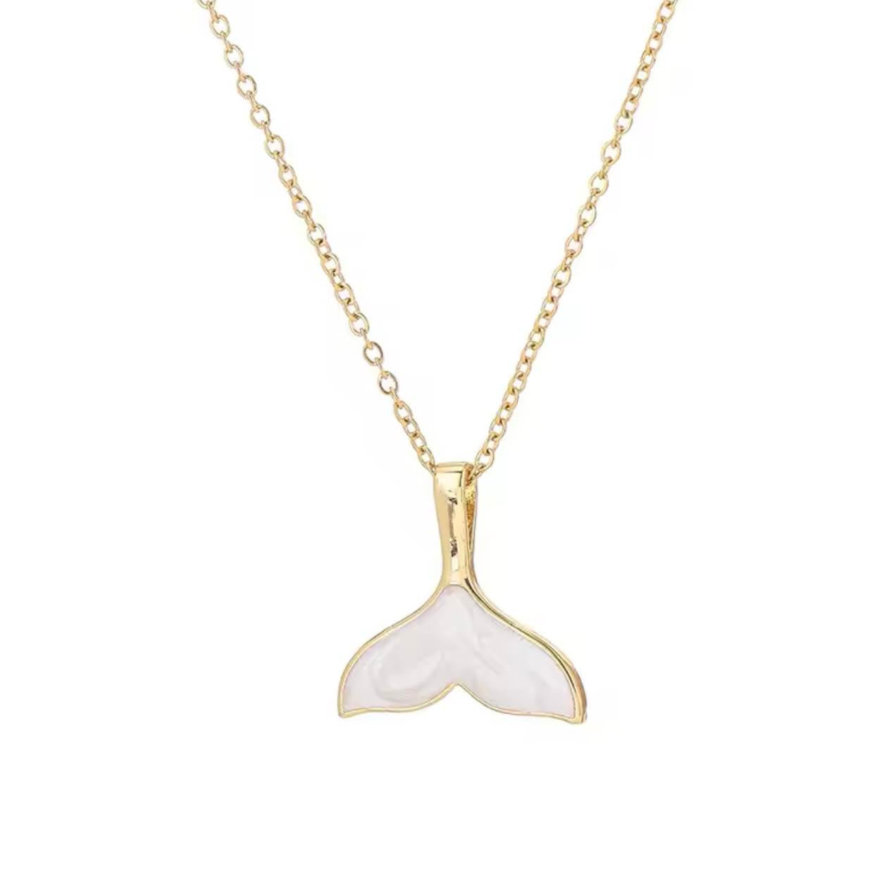 Waterproof stainless steel whale tail necklace for everyday wear