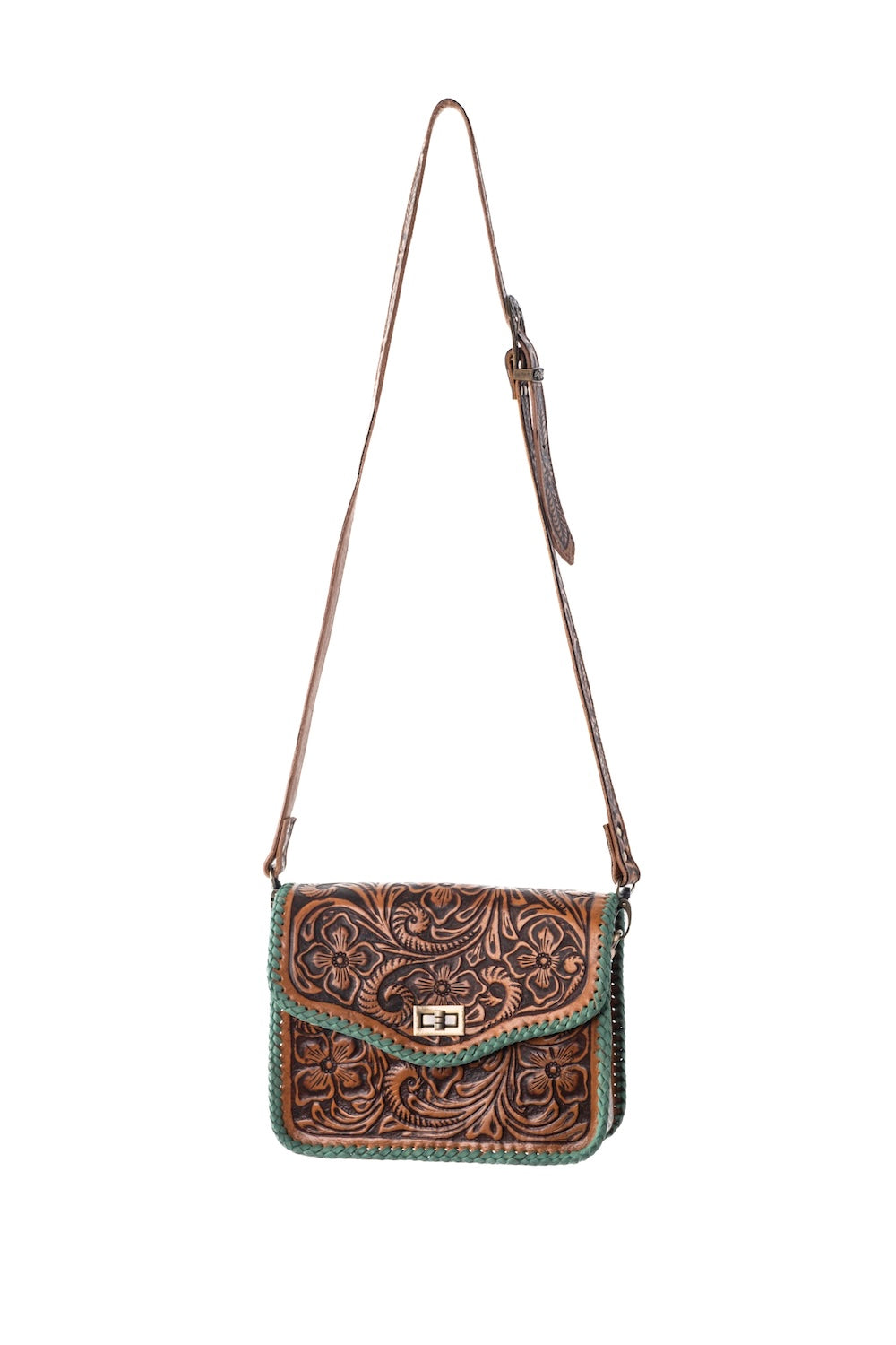 Westerly Leather Clutch | Aqua Woven Edge with strap