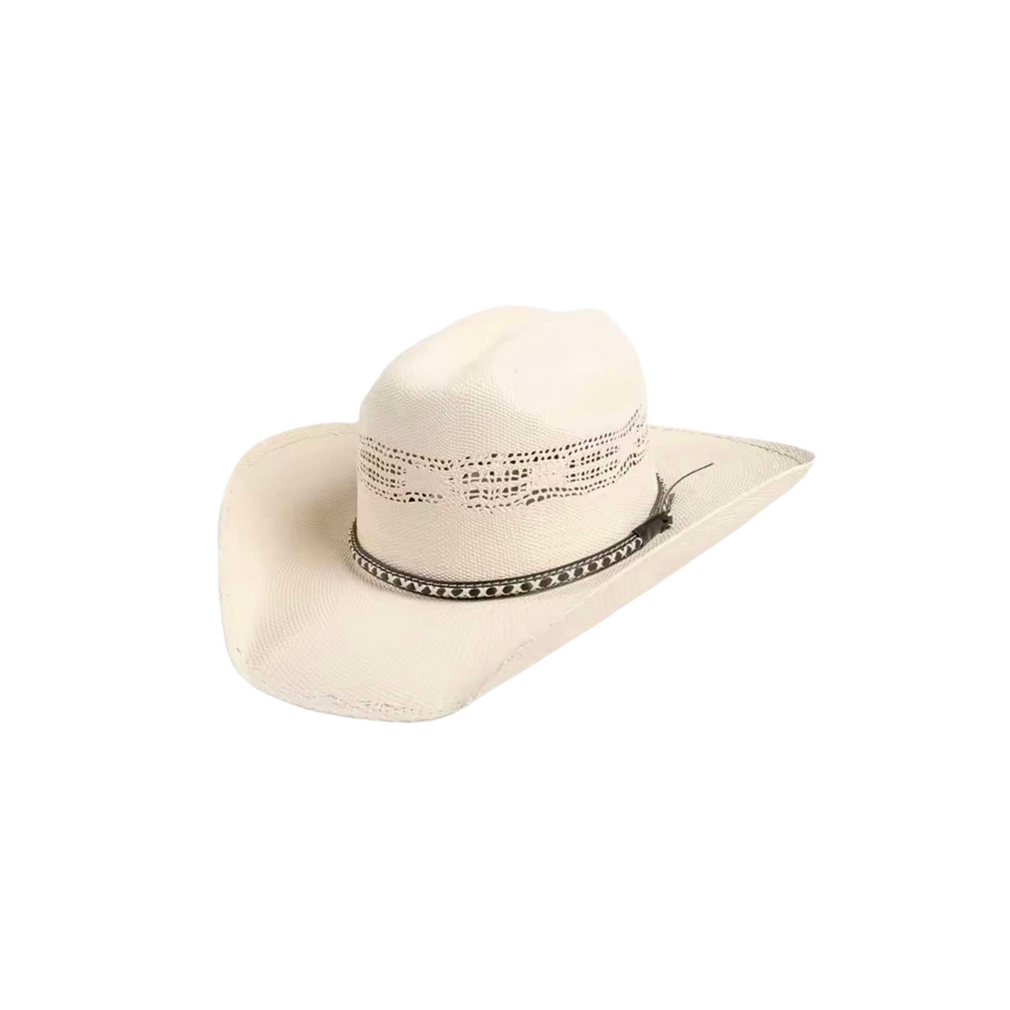 White papergrass cowboy hat with vented crown and stitched band – House of Hide Australia