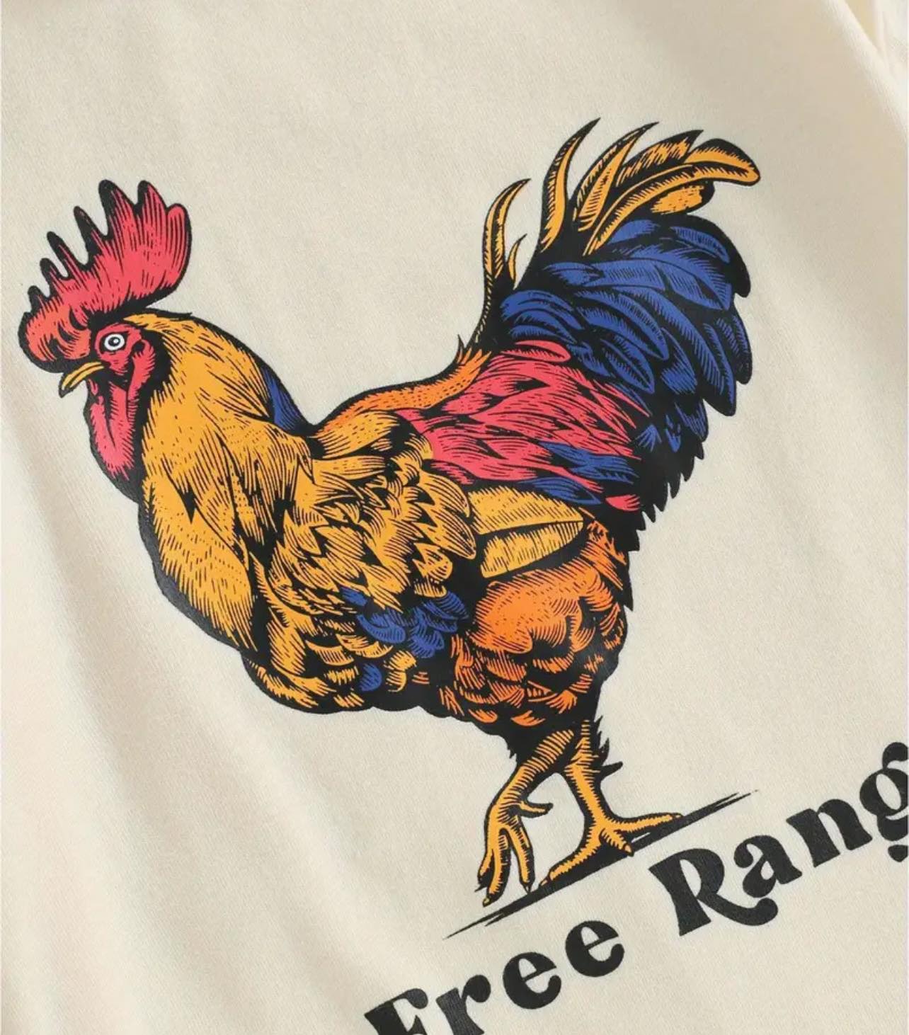 Newborn in country-style rooster romper – breathable baby outfit