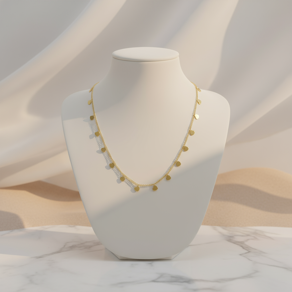 Golden Coastal Hearts Necklace Perth Australia House of Hide elegant design capturing carefree evenings