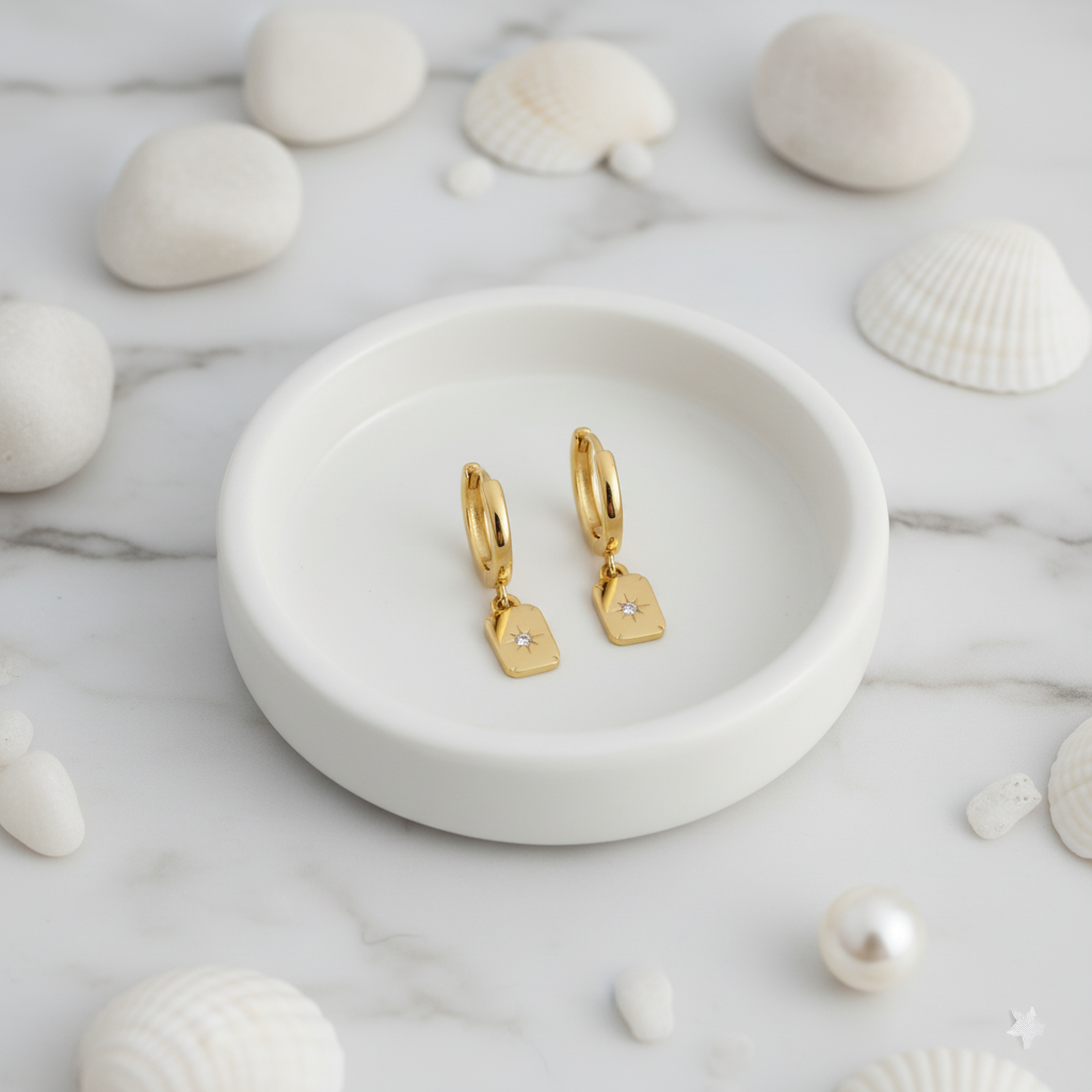 Golden Horizon Hoop Earrings Perth Australia Houseofhide – gold plated hoops with zircon pendant