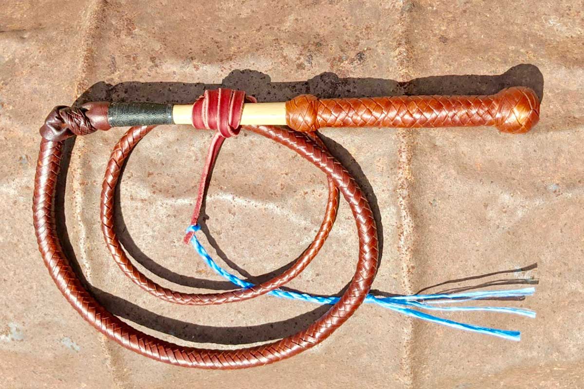 Handcrafted Kangaroo Hide Stock Whip 4ft