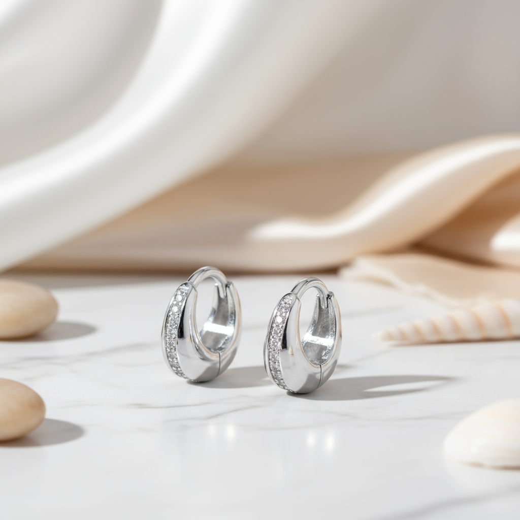 Silver Summer Breeze Earrings Perth Australia sterling silver hoops modern Australian jewellery style