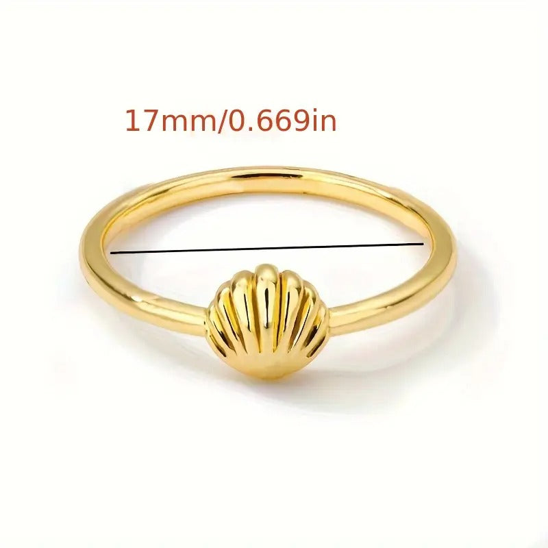Silvery seashell minimalist ring - size measurement 17mm (0.669 in)