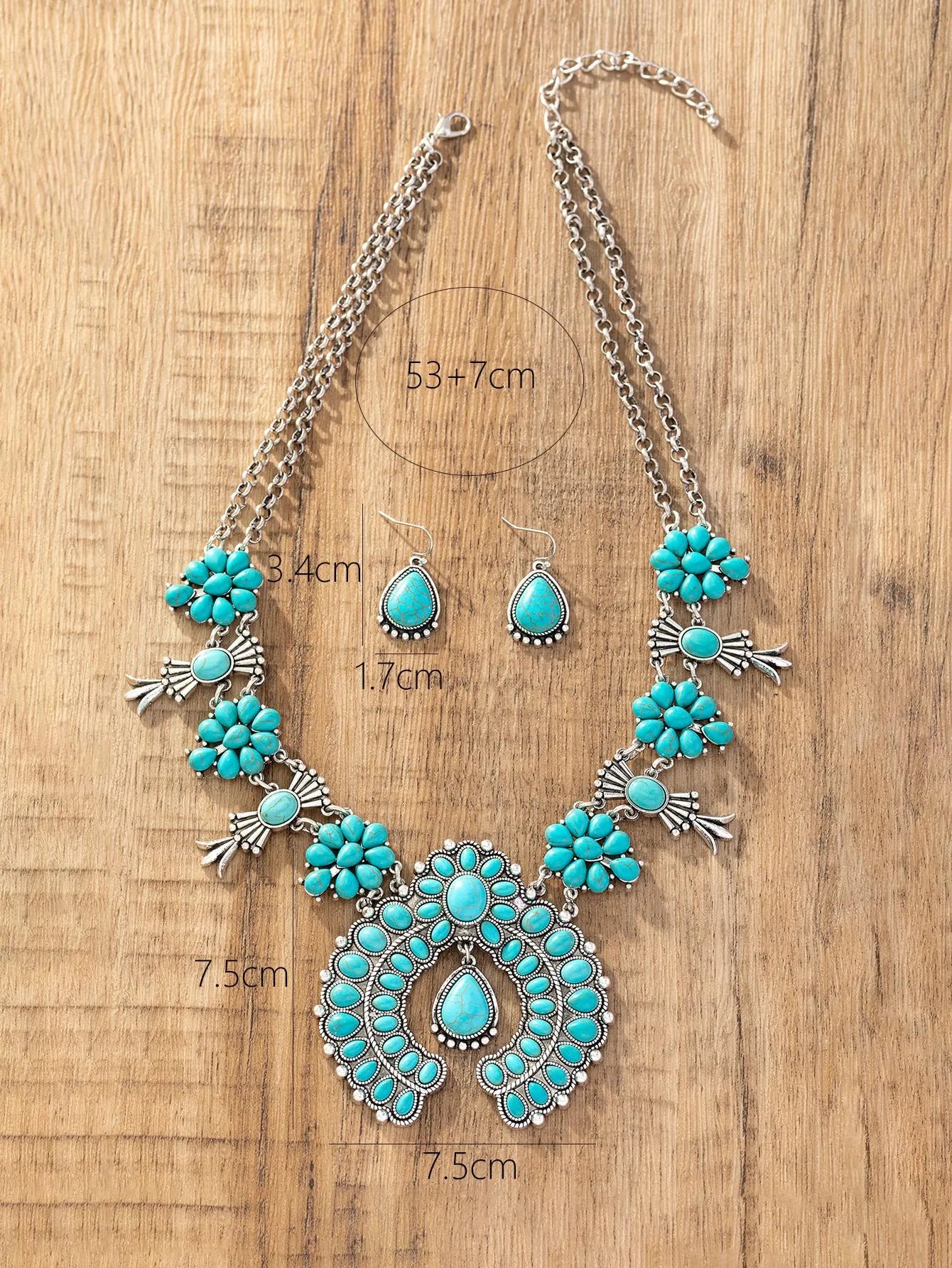 Turquoise pendant necklace - size measurement 53+7cm