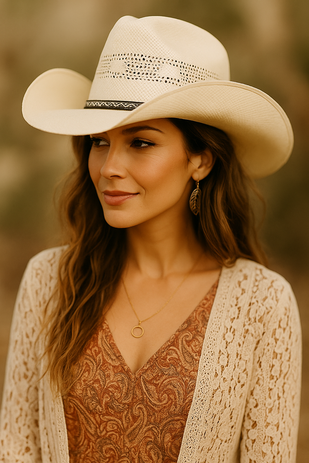 Handwoven white cowboy hat with decorative weave and outback-ready design – House of Hide