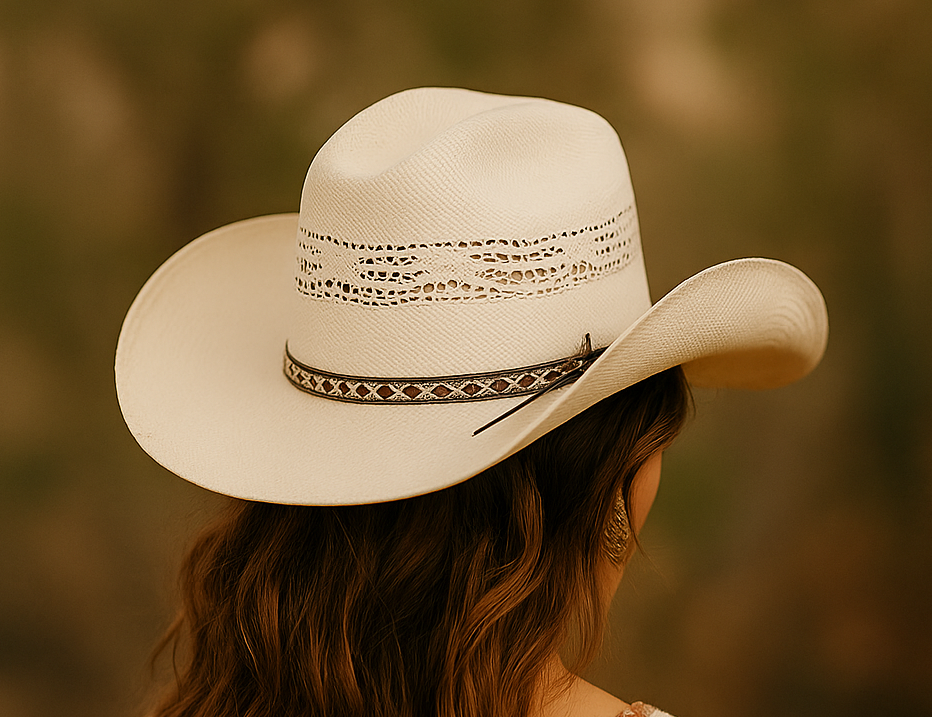 Lightweight white papergrass hat ideal for Australian sun protection and Western styling