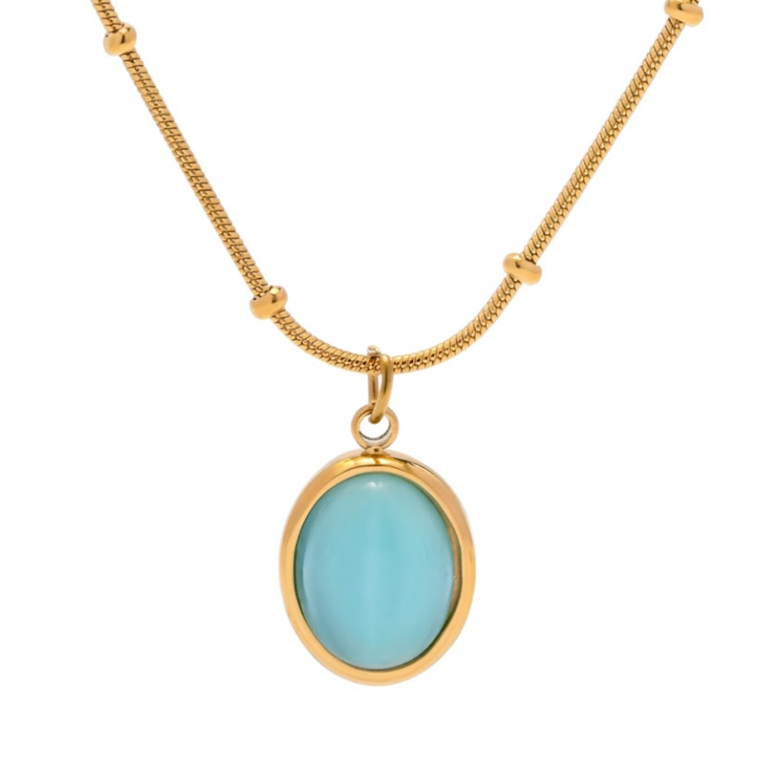 Serene Blue Opal Chain Necklace