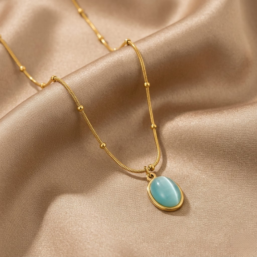Serene Blue Opal Chain Necklace