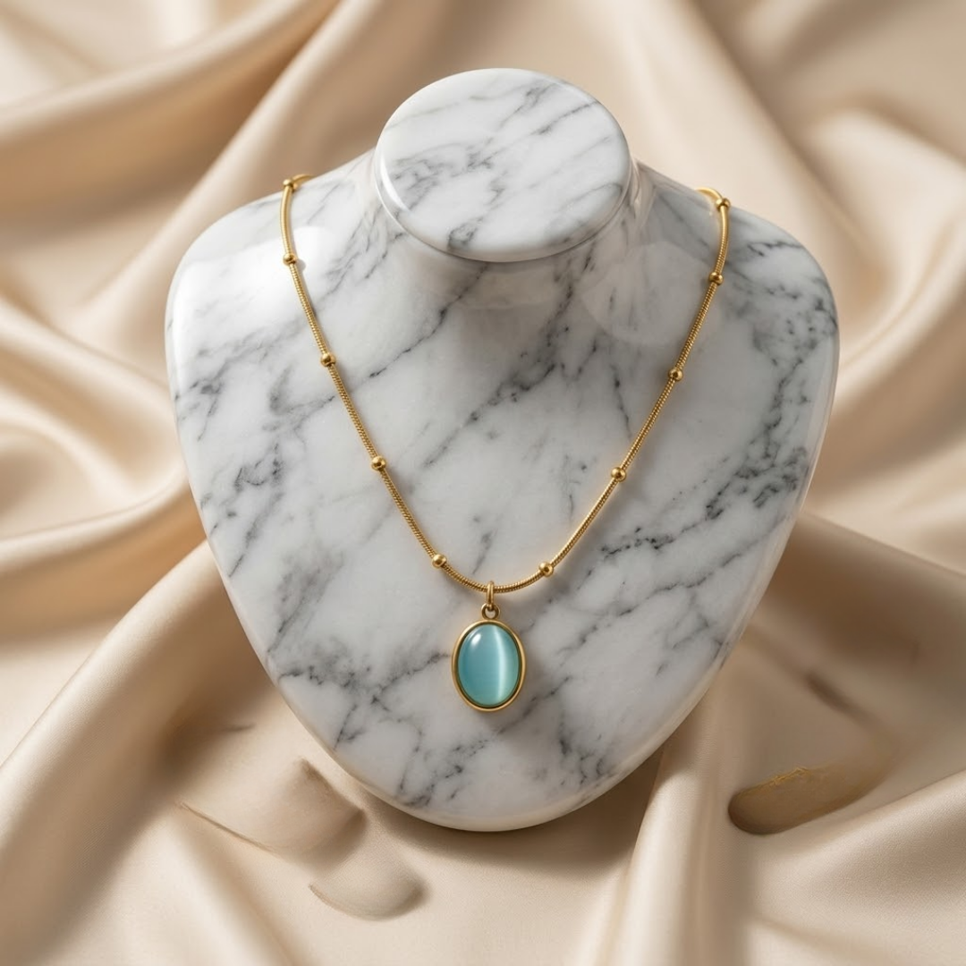 Serene Blue Opal Chain Necklace