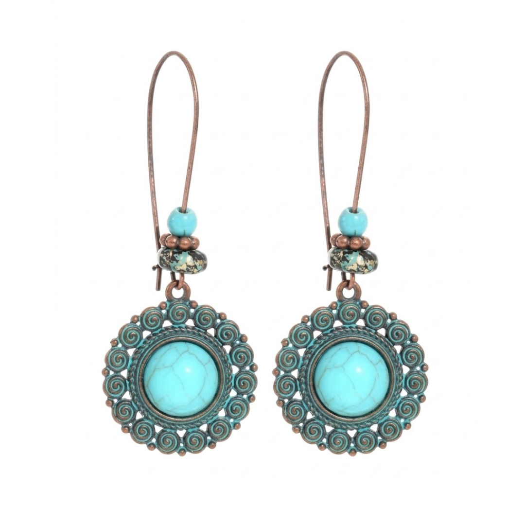 Turquoise Mandala Drop Earrings