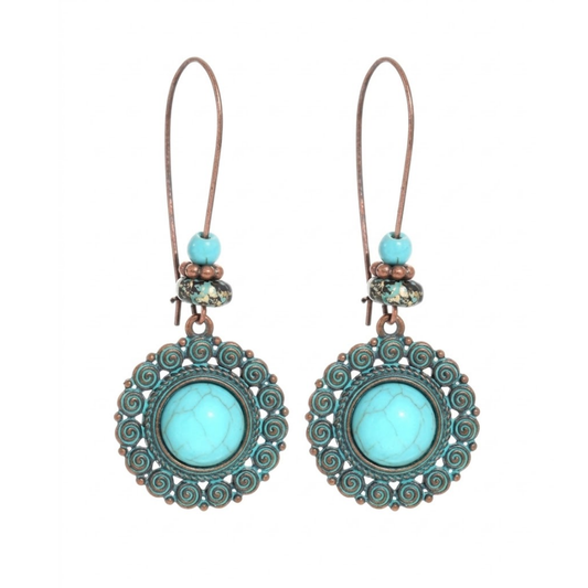 Turquoise Mandala Drop Earrings