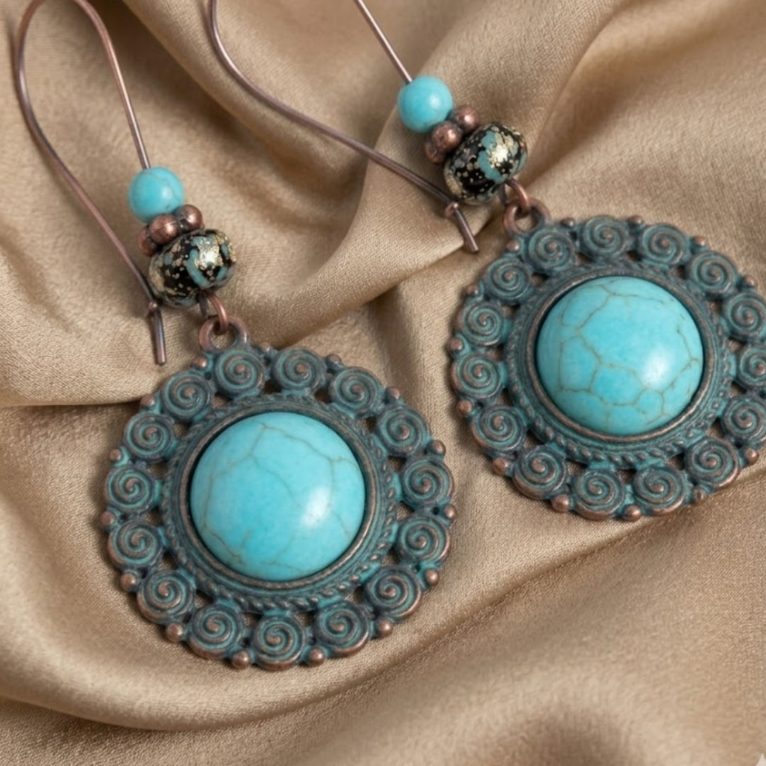 Turquoise Mandala Drop Earrings
